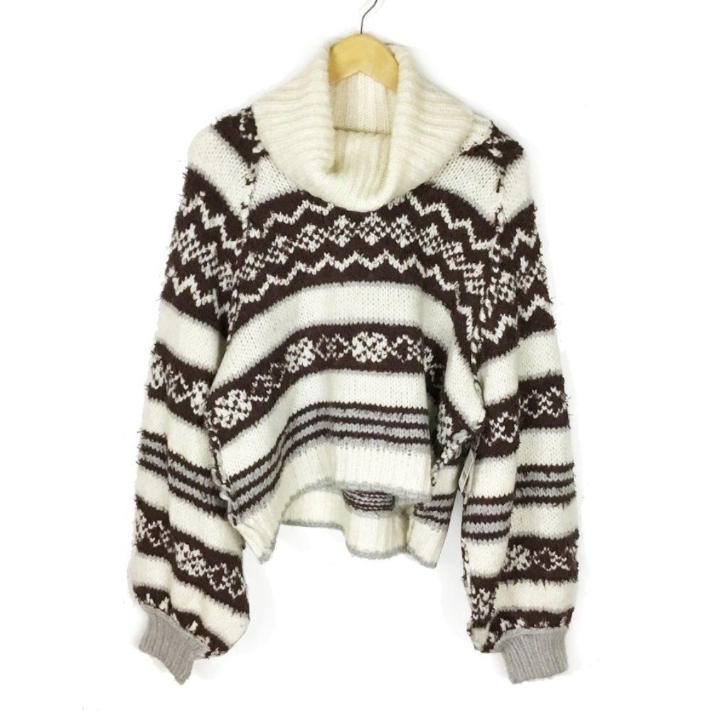 FREE PEOPLE Check Me Out Winter Fog Pullover Sweather - Picture 5 of 16